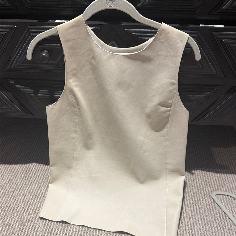Vince Cream leather Tank Top